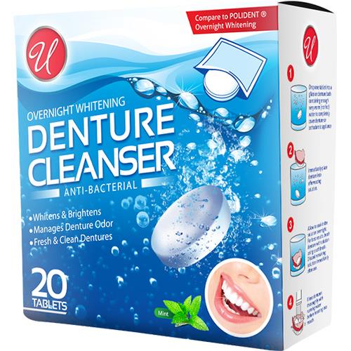 20ct DENTURE WHITENING CLEANSING TABS