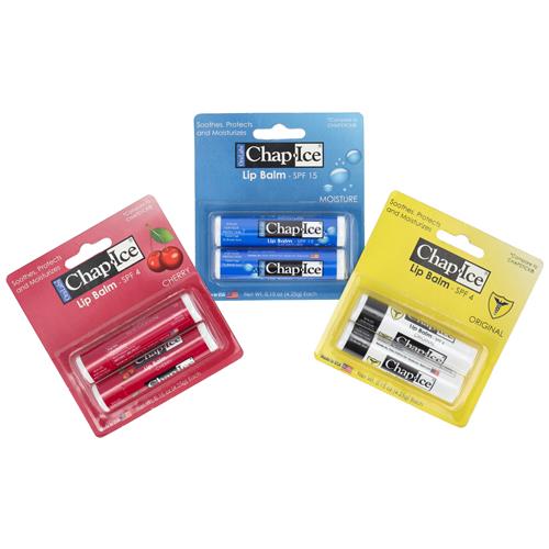 2pk Chap Ice Lip Balm Original, Medicated , Cherry And Strawberry