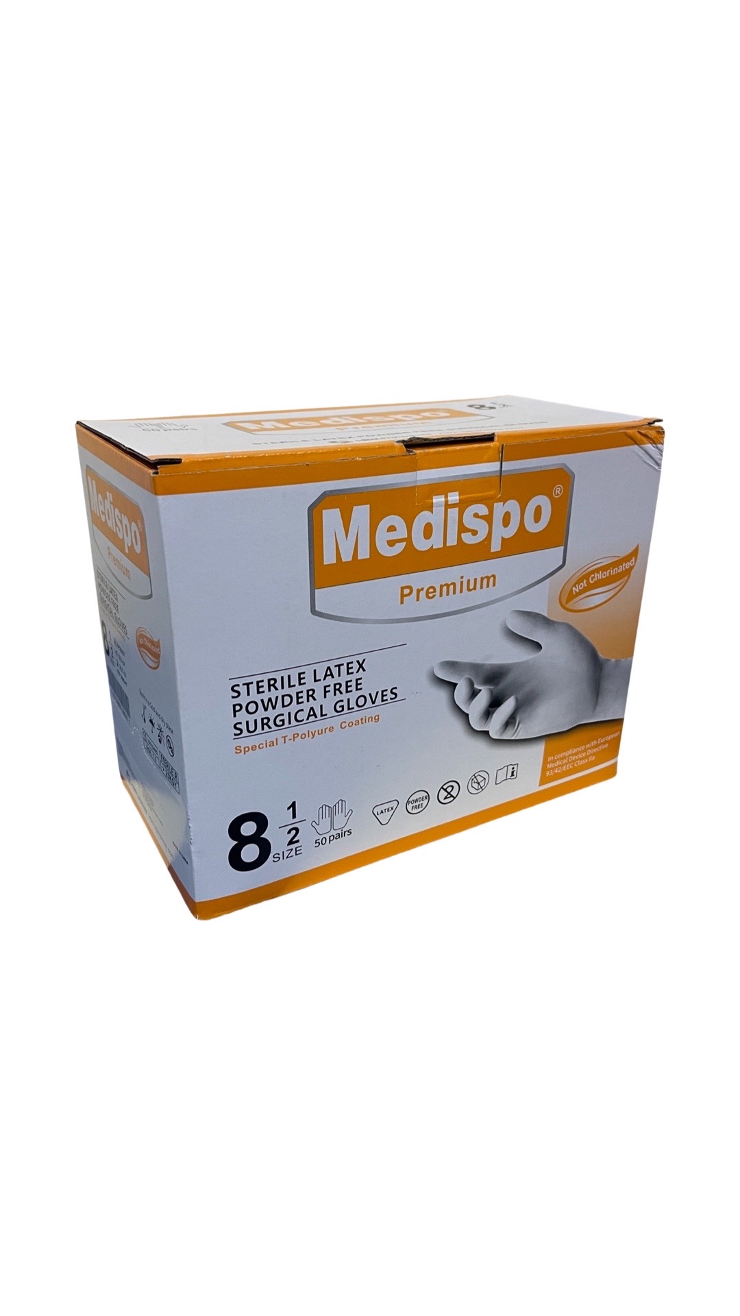 Sterile Latex Glove Powder Free size (8.5), Large box of 50 pairs