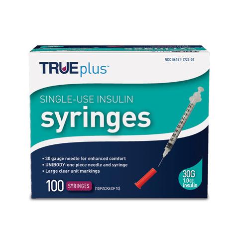 TruePlus Insulin Syringe 30G 1cc 5/16 BX 100