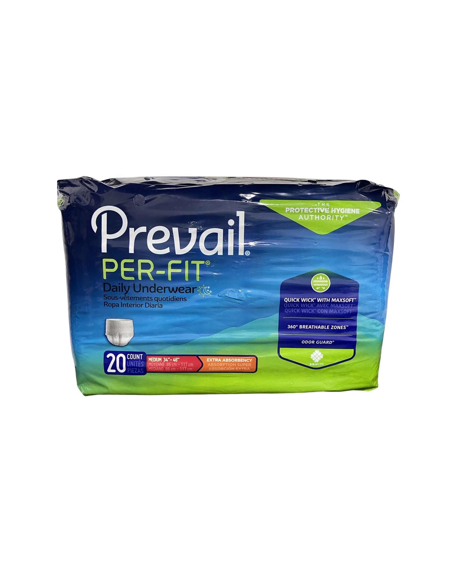 Prevail Per-fit Underwear 20ct Medium 34'x 46"