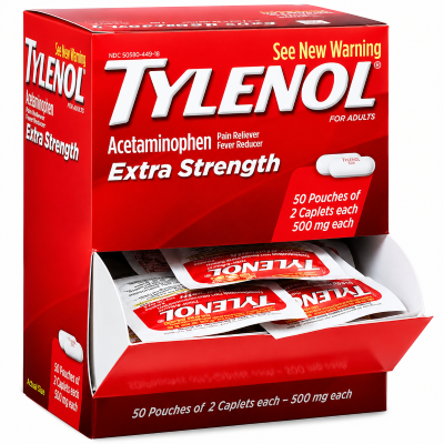 TYLENOL CAPLETS EXTRA STRENGTH DISPLAY BOX 50/2's