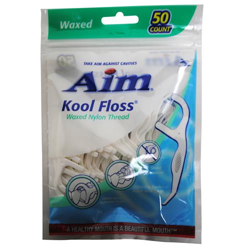AIM FLOSSETTES 50CT WAXED