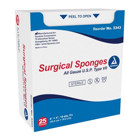 Gauze Sponge Sterile 4x4 12 ply (25 pack of 2) Dynarex 3343