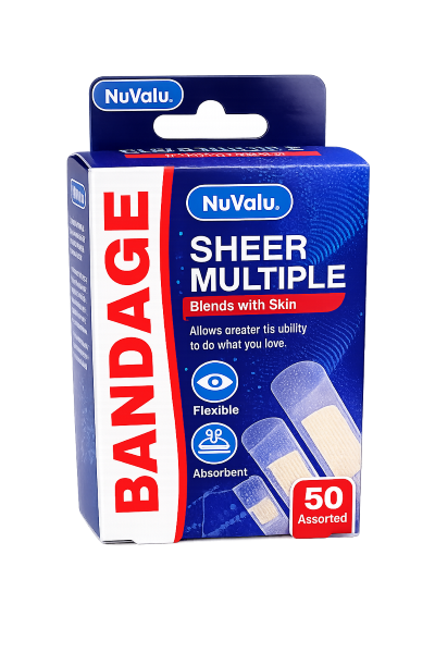 NUVALU BANDAGE SHEER 50PC ASST