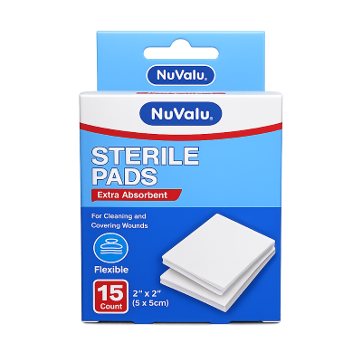 NUVALU GAUZE PADS 2IN X 2IN 15PC STERILE