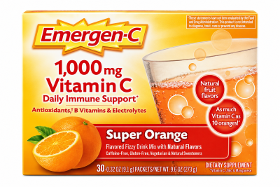 Emergen-C 1000mg Vitamin C Powder for Daily Immune Support Caffeine Free Super Orange 30CT