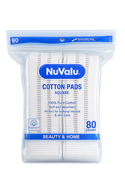 NUVALU COSMETIC PADS 80CT SQUARE