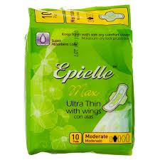 EPIELLE MAXI W/WINGS ULTRA THIN MODERATE 10 CT