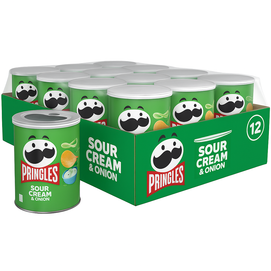 Pringles Chips 12/40gm Cheddar, Original,BBQ & Sour Cream & Onion