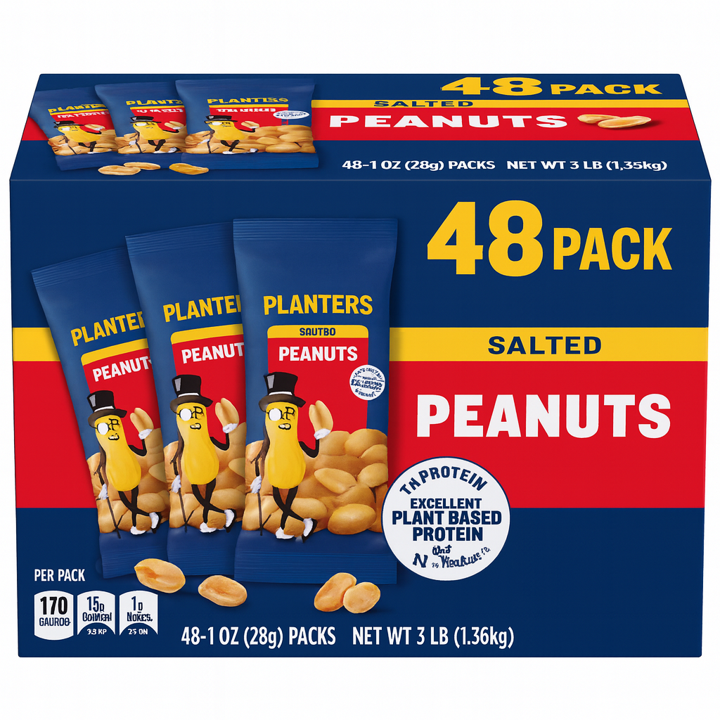 Planters Snack- Variety Pack 48/1oz Salted Peanuts