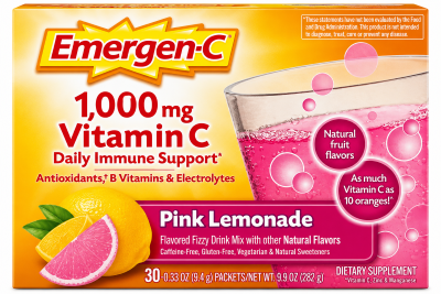 Emergen-C 1000mg Vitamin C Powder for Daily Immune Support Caffeine Free Pink Lemonade 30CT