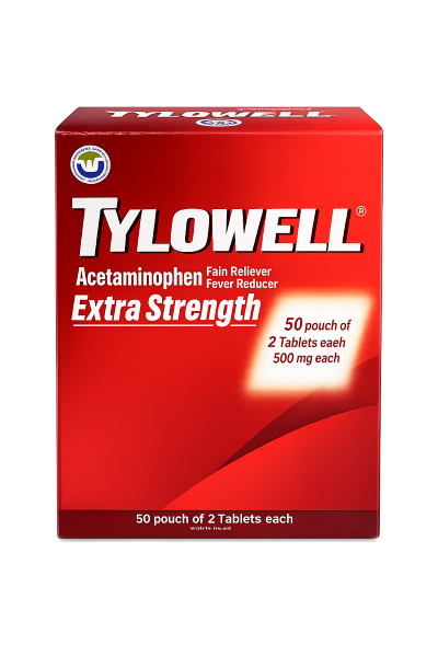 Wellcure's Tylowell - Acetaminophen 500mg Caplets 50 sachets/pk